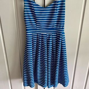 Royal blue & white striped skater dress